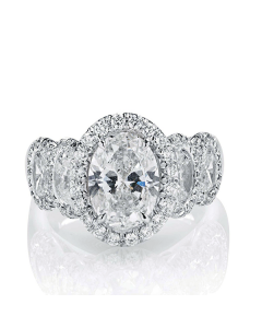 Halo Vintage Eternity Oval Cut Engagement Ring