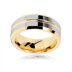 Concave-convex Design Tungsten Gold Men's Ring