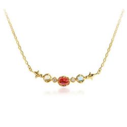Red Ruby Fashion Necklace For Women 18" Chain