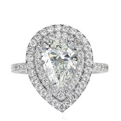 Double Halo Pear Cut Engagement Ring